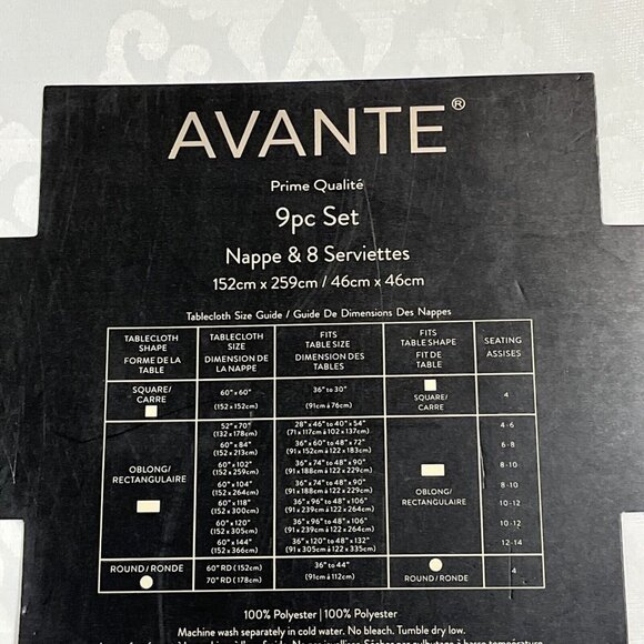 Avante Tablecloth Napkin White Scroll Embossed 60x102 8 Napkins Formal Dining - Picture 7 of 7